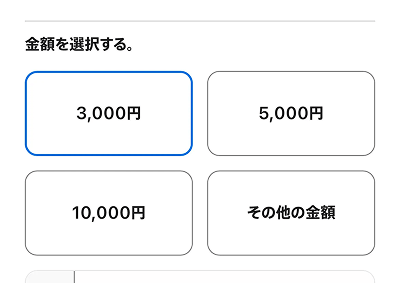 Appleギフトカード 金額固定タイプ 購入画面
